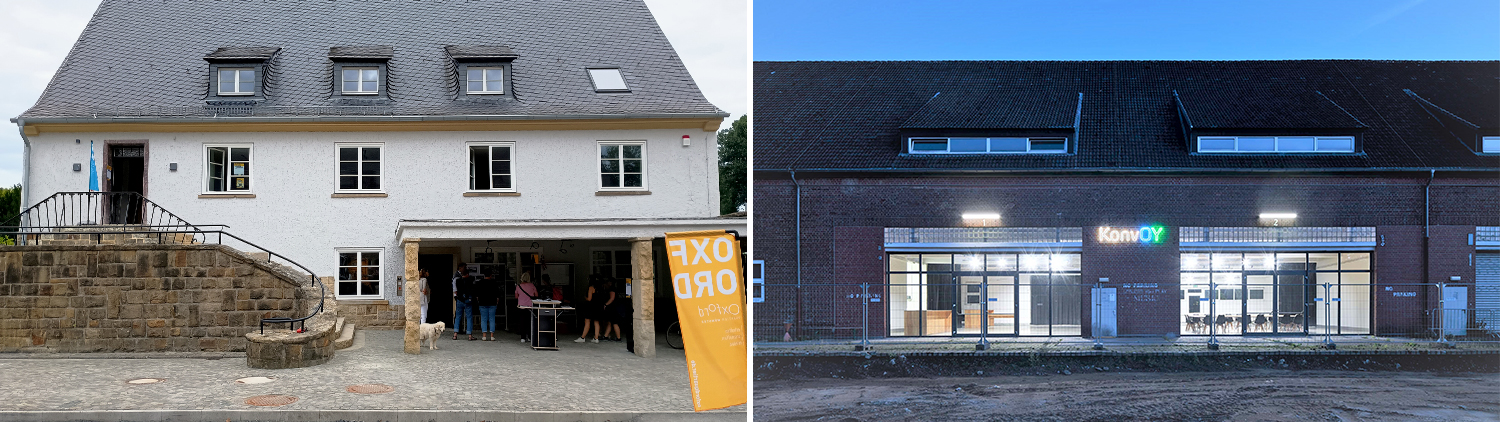 Fotocollage: links Torhaus, rechts Infopoint