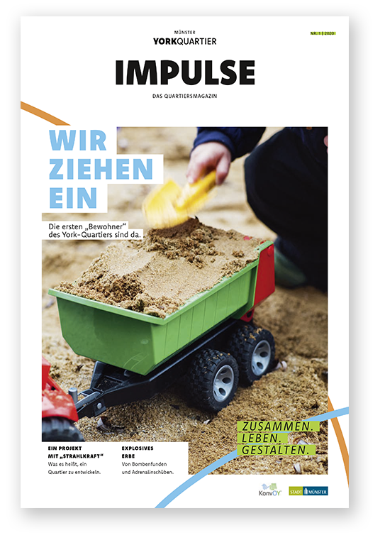 Titelbild Ausgabe eins Impulse York-Quartier Kind mit Bagger